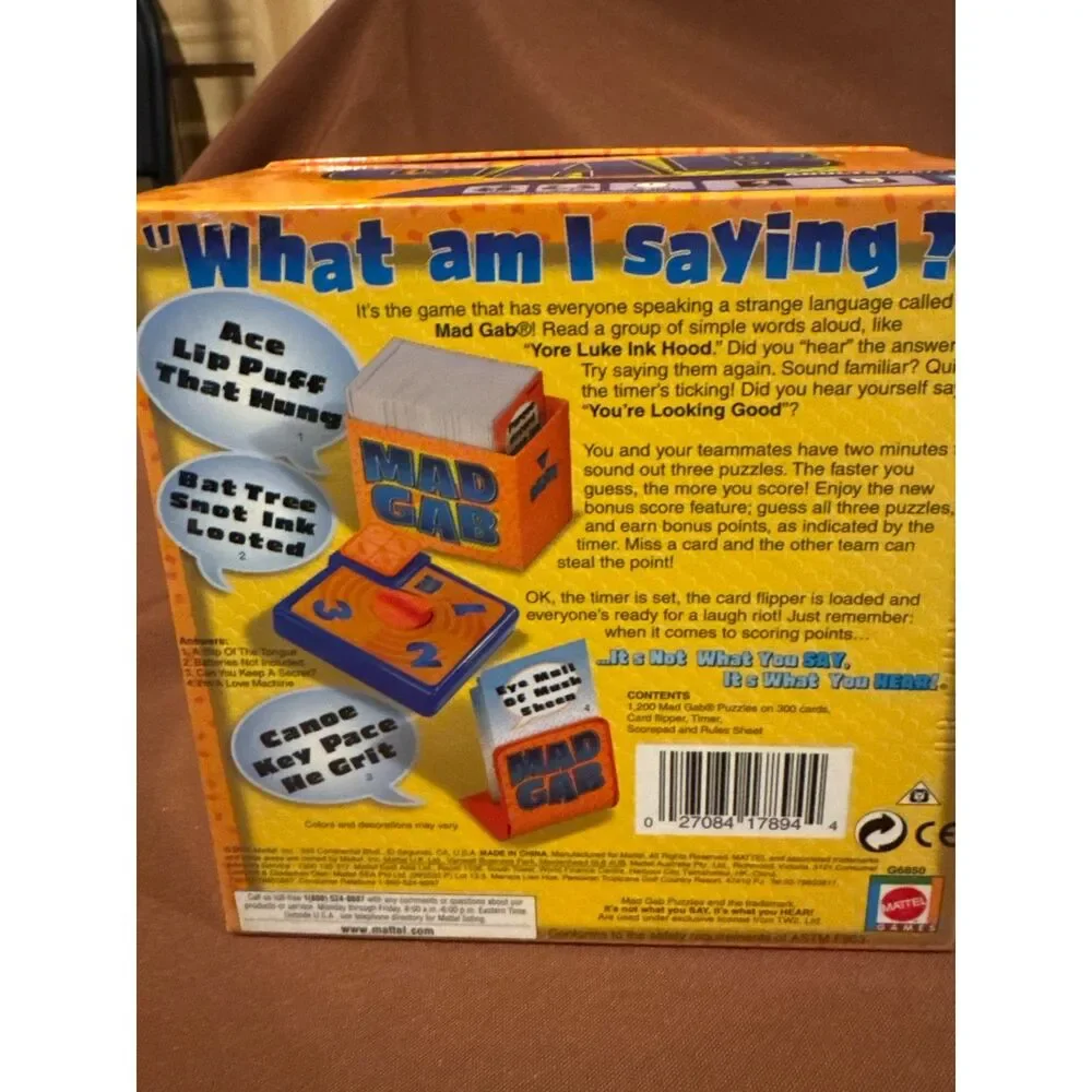 Mad Gab Game Party Family Game Complete